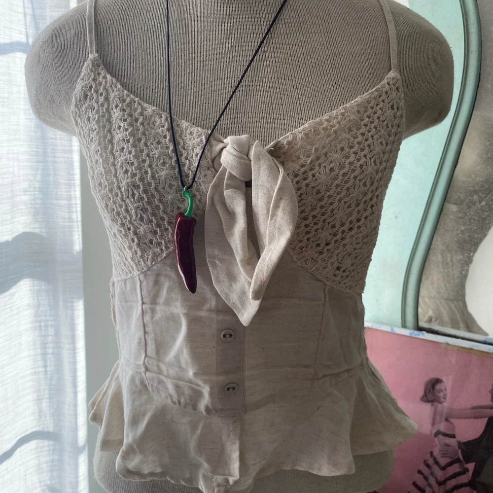 Cottage Core Boho Style Lace Blouse Size Small NWOT - Picture 4 of 8